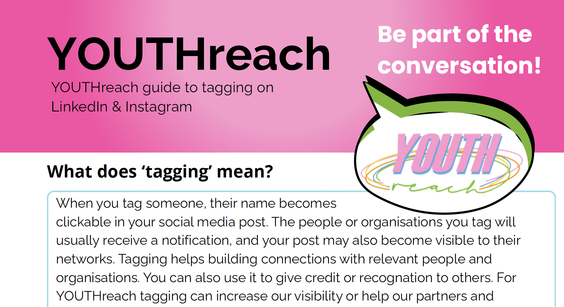 YOUTHreach guide to tagging on LinkedIn and Instagram